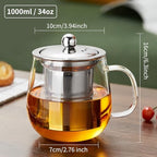 DOPUDO Glass Tea Cup with Infuser and Lid, 34oz/1000ml Large Borosilicate Teacup, Clear Mug for Loose Leaf Blooming Tea, Dishwasher Safe - Tea Maker Gift for Birthday - Image 7