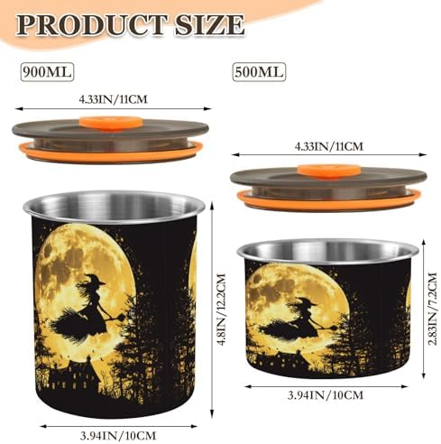 Stainless Steel Coffee Storage Containers with Airtight Lid, Halloween Witch Moon Forest 30oz Food Storage Container Kitchen Canister for Tea, Coffee Beans, Ground, Sugar Storage - Image 2