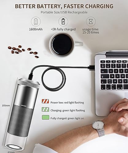 Portable Electric Coffee Grinder, Small and Quiet USB Rechargeable Espresso Grinder with Stainless Steel Blade, for Home, Camping, Car Travel Outdoor Use - Image 6