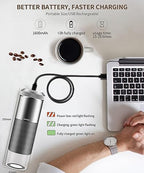 Portable Electric Coffee Grinder, Small and Quiet USB Rechargeable Espresso Grinder with Stainless Steel Blade, for Home, Camping, Car Travel Outdoor Use - Image 6