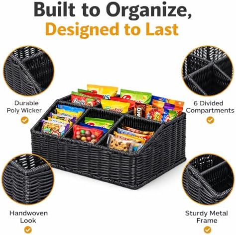 Snack Organizer for Countertop, snack basket, Food storage box, 5 Compartment Containers, Pantry Organizer for Chips, Popcorn, Candy, Pretzels - Image 2
