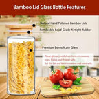 SLifeJars-32 oz Glass Jars with Bamboo Lids 8 pcs Glass Food Storage Containers with Airtight Bamboo Lids, Glass Canisters Stackable Kitchen Pantry bamboo lid for Coffee Beans, Rice, Sugar and More - Image 3