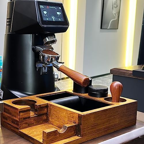 NAVREX 13.4'' Large Espresso Knock Box and Tamping Station, Solid Wood Espresso Accessories Organizer Box for 51MM-58MM Tamper, Distributor, Portafilter, High-Capacity Coffee Organizer - Image 4