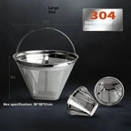 Compatible For KRUPS 304 Stainless Steel Reusable Fine Mesh Filter Basket With Foldable Handle(Large 8-12 cups) - Image 2