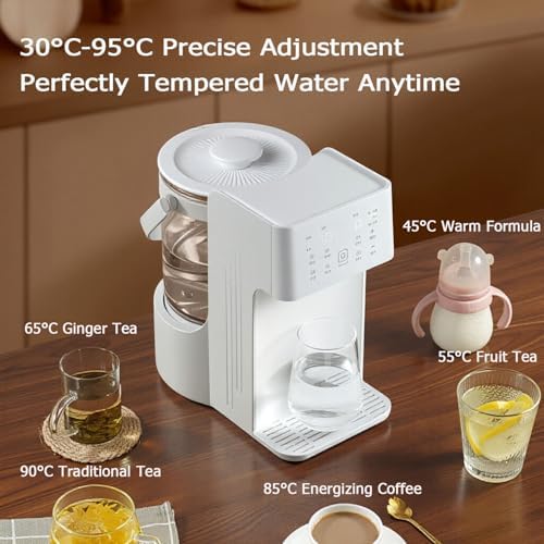 3L Instant Hot Water Dispenser,Instant Electric Kettle,Detachable High‑Borosilicate Glass Tank,Adjustable Temperature & Volume,Adjustable Temp Hot Water Dispenser for Home & Office - Image 3