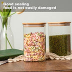 50oz Glass Food Storage Jars Set of 6,Glass Storage Containers Clear Glass Food Canister with Bamboo Lid Airtight For Serving Tea, Coffee, Flour, Sugar, Candy, Cookie, Spice and More (Square) - Image 7