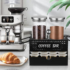 Glass Coffee Container with Shelf, 2x47oz Sugar Coffee Canister for Ground, Coffee Bean Storage Jar with Coffee Scoop for Kitchen Coffee Bar Decor and Accessories -Black - Image 4