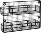 MyGift Wall Mounted Metal Mesh Wire Tea Bag Organizer Rack with 8 Compartments and Matte Black Finish, Farmhouse Style Kitchen Tea Storage Display - Image 6