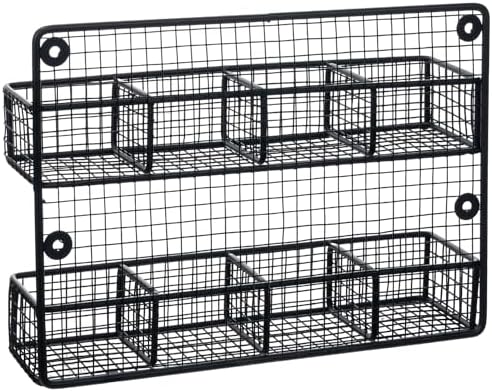MyGift Wall Mounted Metal Mesh Wire Tea Bag Organizer Rack with 8 Compartments and Matte Black Finish, Farmhouse Style Kitchen Tea Storage Display - Image 6