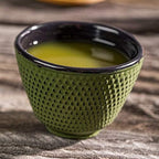 Restaurantware 2 oz Green Cast Iron Tea Cup, 2 Pack - Image 3