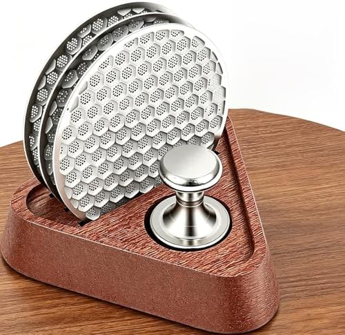 3 Pack 53.5mm Espresso Puck Screen for Breville 54mm Portafilter, 316 Stainless Steel Coffee Filter with Magnetic Handle & Walnut Stand, Fits Barista Express, Barista Pro & Bambino by Unknown