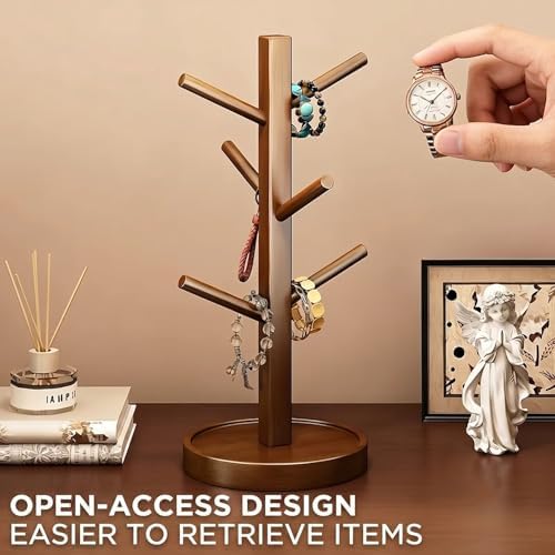Moso Bamboo Tree Shape Cup Holder Stand, 6 Tier Space Saving Mug Rack for Countertop, Sturdy Wall Mount Alternative for Kitchen & Coffee Bar, 12.2in - Image 3