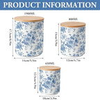 AnyDesign Chinoiserie Floral Ceramic Kitchen Canisters Sets Vintage Blue Flower Clear Storage Jar with Airtight Lids for Home Kitchen Countertop Decor Flour Sugar Tea Spice Container, Set of 3 - Image 2