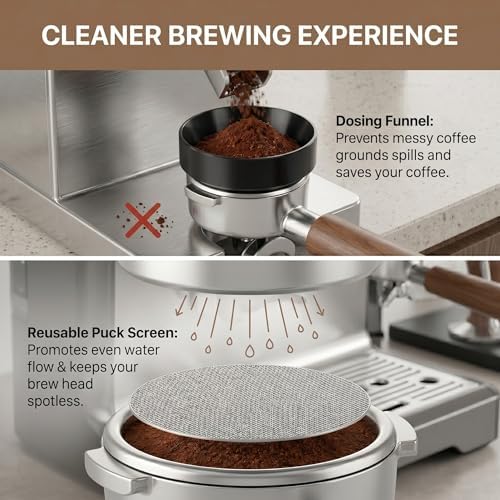 51mm Espresso Accessories Kit – 26PCS Tamping Station, Tamper, WDT Tool, Distributor, Dosing Funnel, Puck Screen, Air Duster, Stirrer, Stencils, Brush & Latte Art Pen - Image 7