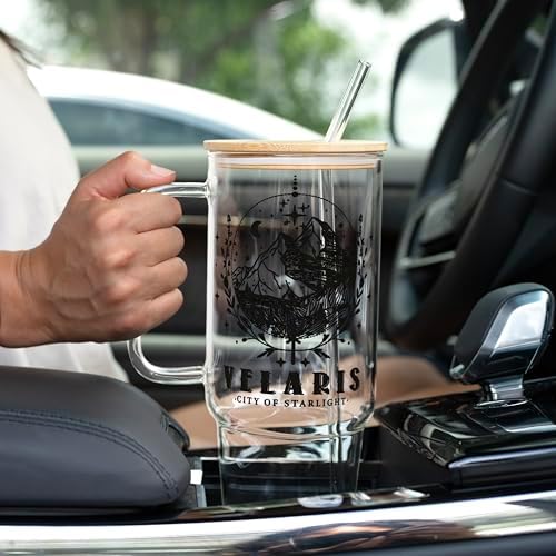 Sip-Sip Hooray! ACOTAR 40oz Glass Tumbler with Lid and Straw, Velaris Night Court Iced Coffee Cup, City of Starlight Bookish Gift for Fantasy Readers - Image 6