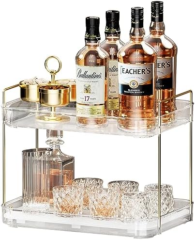 Seoneiro Whiskey Tray, Glass Cup Rack, Mug Holder, Coffee Cup Organizer, Bathroom Countertop Organizer with Drain Board Wine Glass Decorative, Food Tray, Kitchen Spice Rack by Seoneiro