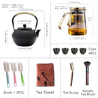 YJX 25.4oz Magnetic Glass Teapot Set with 40.6oz Cast Iron Tea Kettle for Stovetop, Small Enchanted Brewing Tea Pot, Witchcraft Magic Borosilicate Tea Set with Strainer for Loose Leaf - Image 2