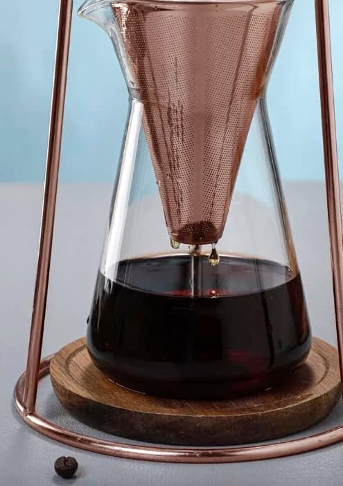 Nispira Modern Iced Coffee Cold Brew Coffee Maker Slow Drip Coffee Machine Stainless Steal Copper Color 400mL Borosilicate Glass - Image 4