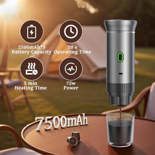Portable Coffee Maker Espresso Machine, Travel Coffee Maker Self-Heating with USB-C Small Tea Cup, Compatible with Ground Coffee & NS Capsule for RV,Car, Hiking, Camping Office - Image 3