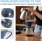 Reusable Ceramic Pour Over Coffee Dripper Porcelain Drip Coffee Maker with Hole Flat Bottom Ceramic Pour Over Maker for Office,Home,Travel,Camping (Green) - Image 3