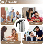 Moka Coffee Pot, Stainless Steel Portable Espresso Coffee Maker with Electric Stove, for Percolator Italian Coffee, Tea, Office, Bar, Restaurant, Lounge Bars, Cafes, Teahouse (4 Cups) - Image 6