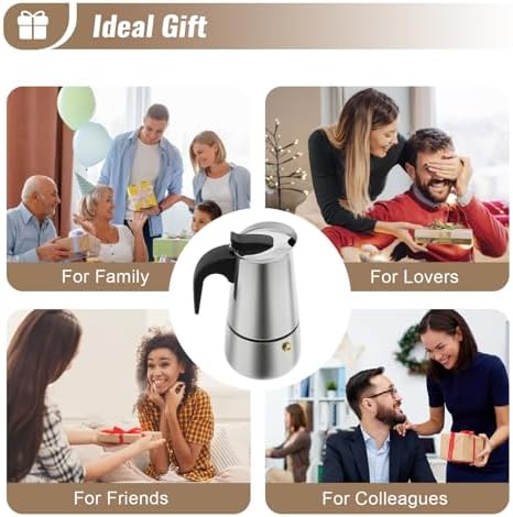 Espresso Machine, 4 Cups Stovetop Moka Pot, 200ml Portable Espresso Coffee Maker, Stainless Steel Coffee Pot with Electric Stove, Stainless Steel Italian Coffee Machine Maker - Image 7