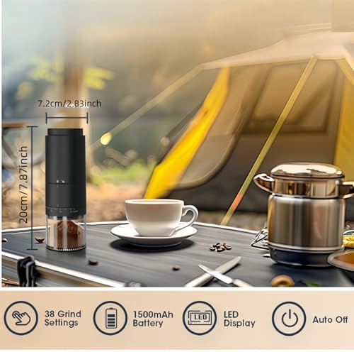 Portable Electric Coffee Grider with 40 Adjustable Levels Fine to Coarse Setting, Ceramic Conical Burr, for Home, Office, Travel, Camping, 1800mAH Rechargeable (black C, stainless steel burr) - Image 4