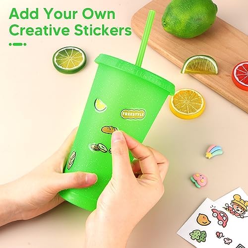24 Pack Plastic Tumblers With Lids and Straws, Reusable Colorful Cups for Parties, Birthdays, Iced Coffee, Travel Mug, Cold Drinks (24 oz, Green) - Image 4