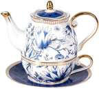 KAMMAK Tea for One Set, Ceramic Teapot, Bone China Tea Set, Cup and Saucer by KAMMAK