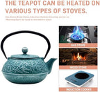 Cast Iron Tea Kettle,SECHUDO Teapot Coated with Enameled Interior for Loose Tea,Cast Iron Teapot with Stainless Steel Infuser for Stovetop Safe (30.4oz-Pattern-5) - Image 2
