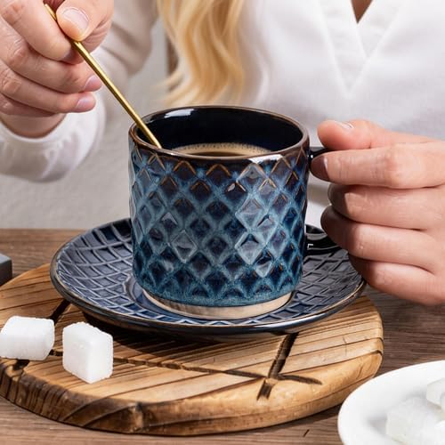 GBhome 6 OZ Coffee Mugs with Saucer and Stand, Ceramic Espresso Coffee Cup - Image 6
