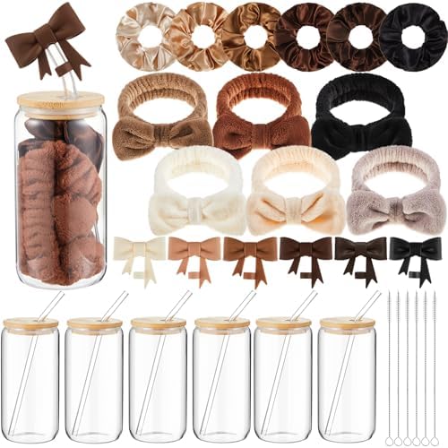 SiliFine 6 Set Neutral Bow Birthday Gifts Spa Sleepover Slumber Party Favor by SiliFine