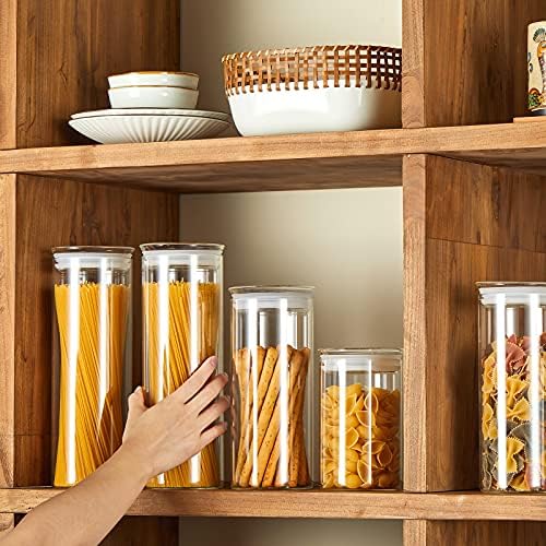 ZENS Glass Spaghetti Storage Container, 65oz Tall Glass Jars Set of 2 - Image 2
