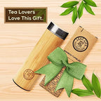 Premium Bamboo Thermos with Tea Infuser for Loose Tea - Tea Gift Set - Insulated Water Bottle/Iced Coffee Tumbler - Unique Gifts for Women, Gifts For Women Who Have Everything - 17oz with 22oz - Image 2