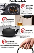 Tea Kettle,Cast Iron Teapot in Japanese Style,Tetsubin Tea Kettle with Stainless Steel Infuser,1.8L Die Casting Pattern Stove Safe Kettles,Traditional Iron Teapots(Color:Scalloped bronze) (Size : Sca - Image 5