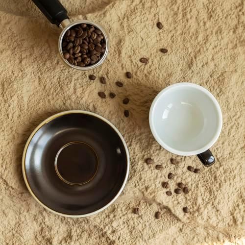 Loveramics Coffee Cup Ceramic, 8 oz Latte Art Cup with Saucer for Cappuccino, Tea, Espresso, Thick - walled stoneware Cappuccino mug Set for Cafe and Barista - Potters Colours (Gunpowder, 8OZ) - Image 3