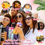 Blushtier 16 oz Plastic Cups Mason Jar Cups with Lids, Colorful - Image 6