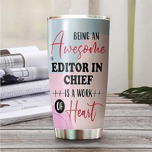 Awesome Editor In Chief Tumbler Stainless Steel 20oz, Funny Editor In Chief Gifts Bulk For Birthday Christmas, Editor In Chief Gifts For Men Women Office Coworker Driking Coffee Cup Humor - Image 2
