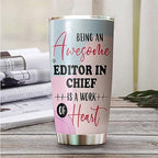 Awesome Editor In Chief Tumbler Stainless Steel 20oz, Funny Editor In Chief Gifts Bulk For Birthday Christmas, Editor In Chief Gifts For Men Women Office Coworker Driking Coffee Cup Humor - Image 2