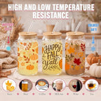 Fall Glass Cups with Lids and Straws, 6 Pack, 16oz, Hello Pumpkin - Image 4