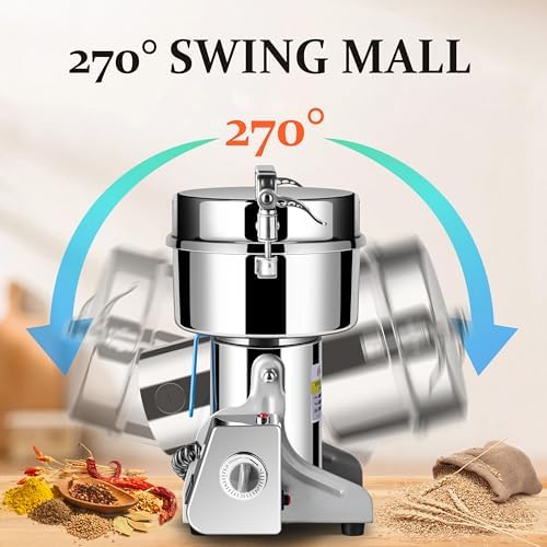 Grain Mill Grinder 2000g High Speed Food Grain Mill Stainless Steel Seeds Flour Nut Wheat Corn Spices & Seasonings Dry Grinder Electric Machine Grinder for Kitchen - Image 4