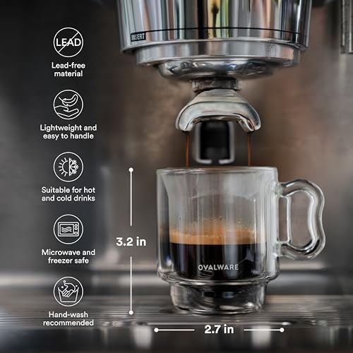 ovalware Espresso Coffee Cups 4oz/120ml | Set of 2, Butterfly Handle - Image 2