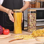 ComSaf Airtight Glass Storage Canister with Bamboo Lid (37oz/71oz) Set of 7, Clear Food Storage Container Kitchen Pantry Storage Jar for Flour Cereal Sugar Tea Coffee Beans Snacks - Image 6