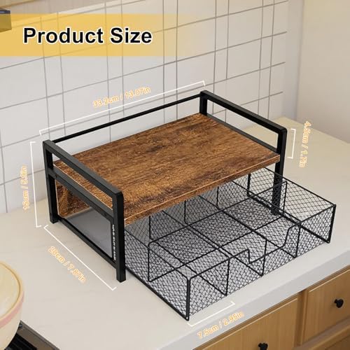 Tea Bag Organizer Wood Tea Organizer with 8 Compartments Storage Chests Tea Station Chest Display Container Box for Countertop Kitchen - Image 2