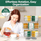 EsLuker.ly Tea Bag Holder Organizer for Counter, 3 Tier Metal Silver - Image 2