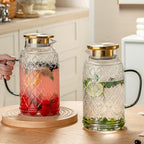 Buaic Glass Pitcher with Lid, 84 oz/2.5 Liter Vintage Water Pitcher - Image 6