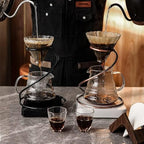 Pour Over Coffee Maker Set, Includes Glass Coffee Dripper, Metal Dripper Stand and Heat Resistance 600Ml Coffee Server,Black - Image 2