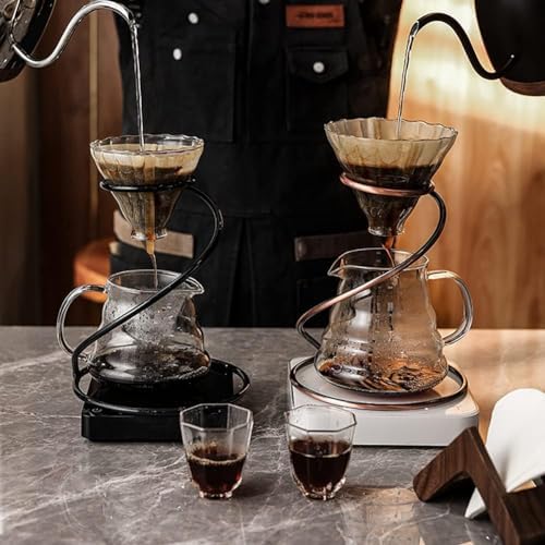 Pour Over Coffee Maker Set, Includes Glass Coffee Dripper, Metal Dripper Stand and Heat Resistance 600Ml Coffee Server,Black - Image 2