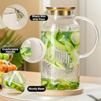Buaic 2 PACK Glass Pitcher with Lid, 68 oz Vintage Water Carafe for Fridge - Image 3