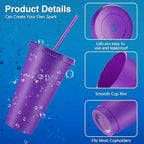 Amyhill 24 Pcs 24 oz Reusable Cups with Lids and Straws, Purple - Image 2